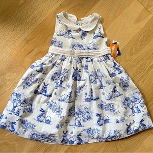 Gymboree Blue Belle toile dress bunny bunnies Easter NEW with tags 5t
